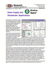 Water Suppply and Wastewater Applications in Enviro Data