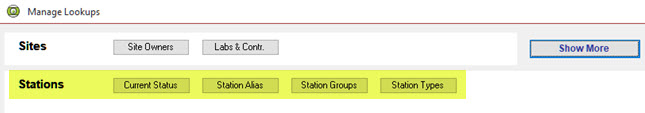 Manage Lookups form Stations section