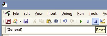vba reset button